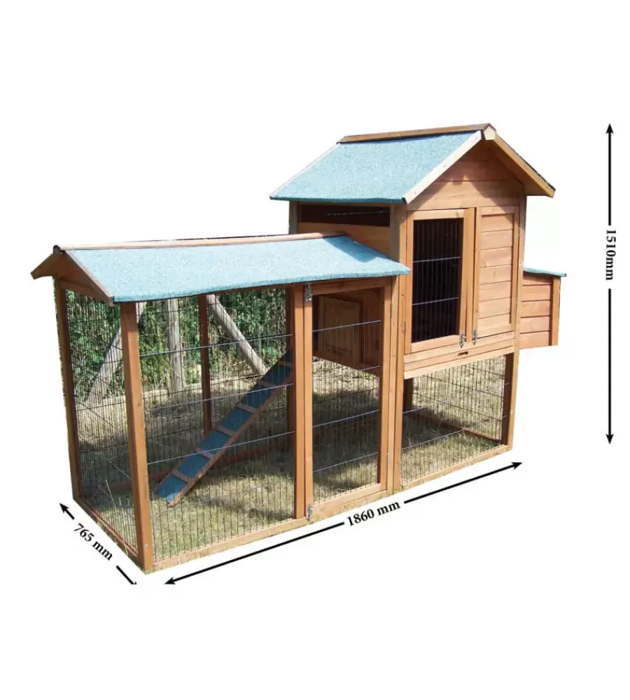 Casetta pollaio per galline "po 2309" in legno 227x94x151 cm Recinzione X Animali