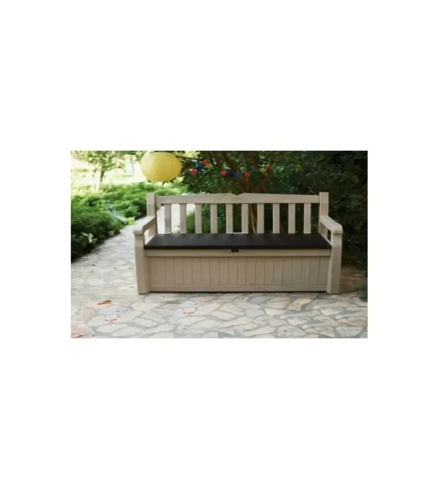 Clearance Cassapanca "eden storage bench" in resina beige, 140x60x84 cm Mobili Da Giardino E Accessori