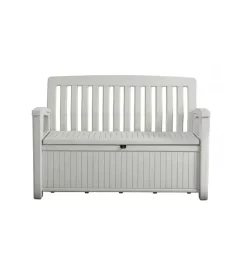 Mobili Da Giardino E Accessori-Keter Cassapanca "patio storage bench" in resina bianco, 132x61,2x89 cm