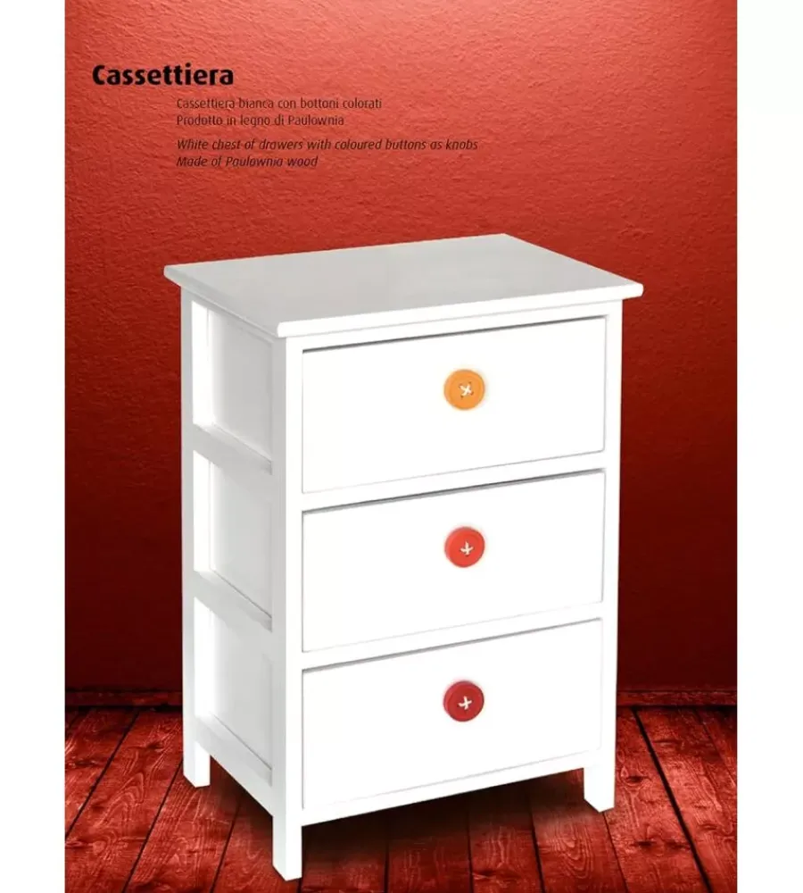 Cassettiere- Cassettiera 3 cassetti con bottini in legno armonia 40x29x58 cm