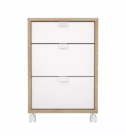 Sale Cassettiera 3 cassetti con ruote in truciolare melaminimo colore quercia e bianco, 40,8x48,2x60,8 cm Scrivanie E Cassettiere