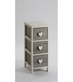 Cassettiere|Cassettiera 3 cassetti in legno di paulownia bianca e grigia armonia 26x32x63 cm