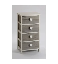 Online Cassettiera 4 cassetti in legno di paulownia bianca e grigia armonia 40x29x73 cm Cassettiere