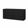 Letti E Comodini- Cassettiera 6 cassetti "naia" nero opaco 153,8x50x70,1 cm