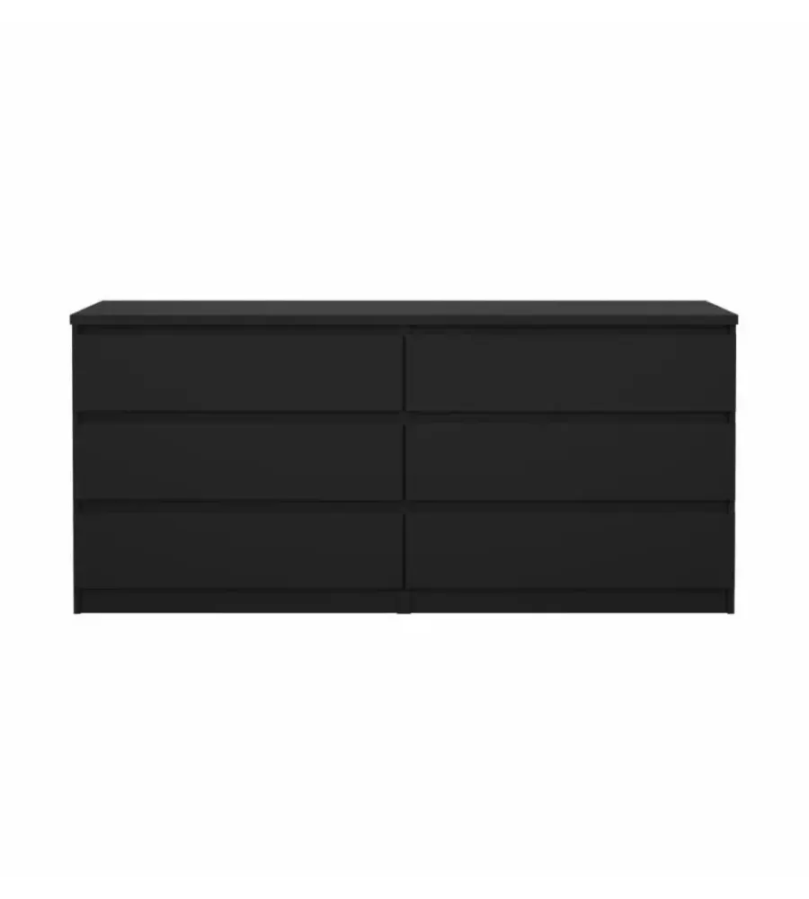 Letti E Comodini- Cassettiera 6 cassetti "naia" nero opaco 153,8x50x70,1 cm