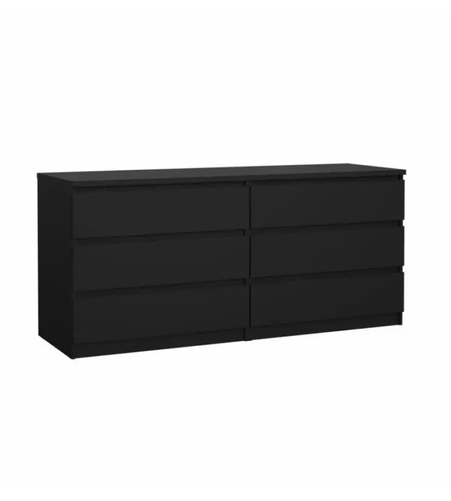 Letti E Comodini- Cassettiera 6 cassetti "naia" nero opaco 153,8x50x70,1 cm