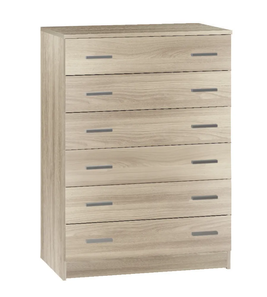 Best Cassettiera 6 cassetti olmo chiaro, 77x47x107 cm Cassettiere