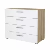 Letti E Comodini|Cassettiera 4 cassetti "pepe" rovere e bianco lucido 80,2x40,2x68,2 cm