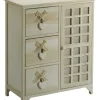 Cassettiere|Cassettiera armonia "white washed" 3 cassetti cuore e fiocchi in legno di paulownia 62x32x73 cm