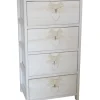 Cassettiere- Cassettiera armonia "white washed" 4 cassetti cuore e fiocchi in legno di paulownia 40x29x73 cm