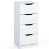 Cassettiera bianca 4 cassetti, 41x40x92 cm Cassettiere