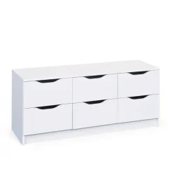 Cassettiere|Cassettiera bianca 6 cassetti, 120x40x51 cm