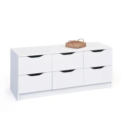 Cassettiere|Cassettiera bianca 6 cassetti, 120x40x51 cm