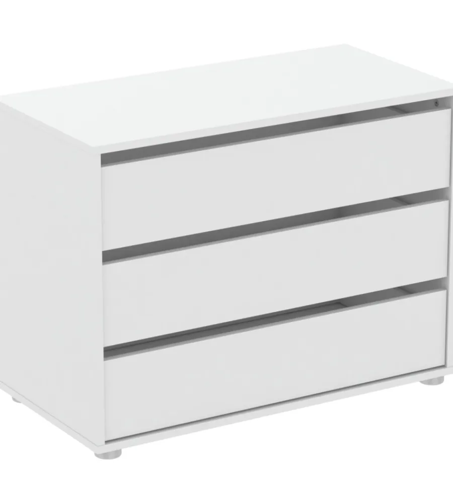 Cassettiere- Cassettiera bianca 3 cassetti, 80x58x40 cm