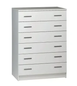Sarmog Cassettiere|Cassettiera bianca con 6 cassetti, 77x107x47 cm