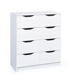 Cassettiere- Cassettiera bianca con 8 cassetti, 80x40x91 cm