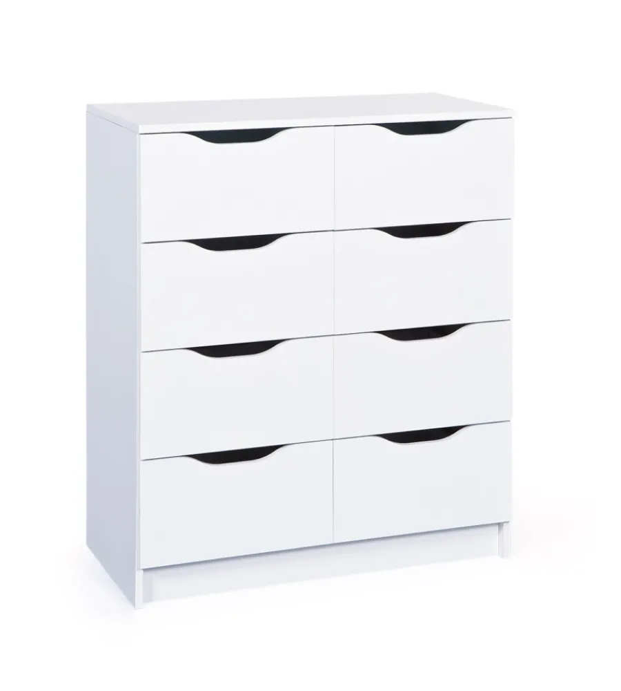 Cassettiere- Cassettiera bianca con 8 cassetti, 80x40x91 cm