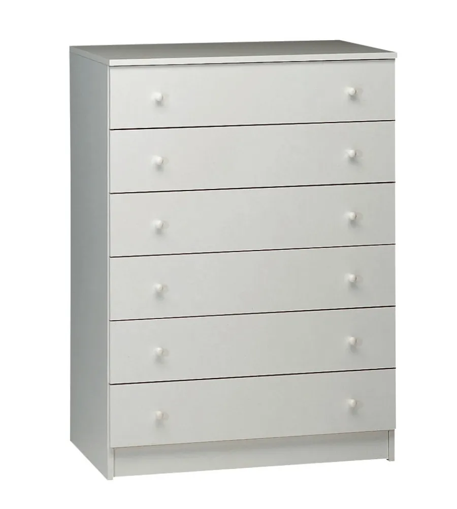 Sarmog Cassettiere|Cassettiera bianca con 6 cassetti 77x47x107 cm