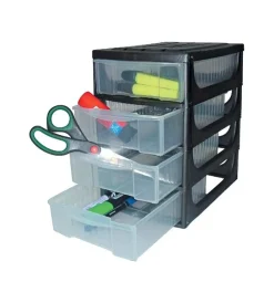 Ordine E Sistemazione- Cassettiera da tavolo 4 cassetti, bama "hobby box" - 17x25x27 cm