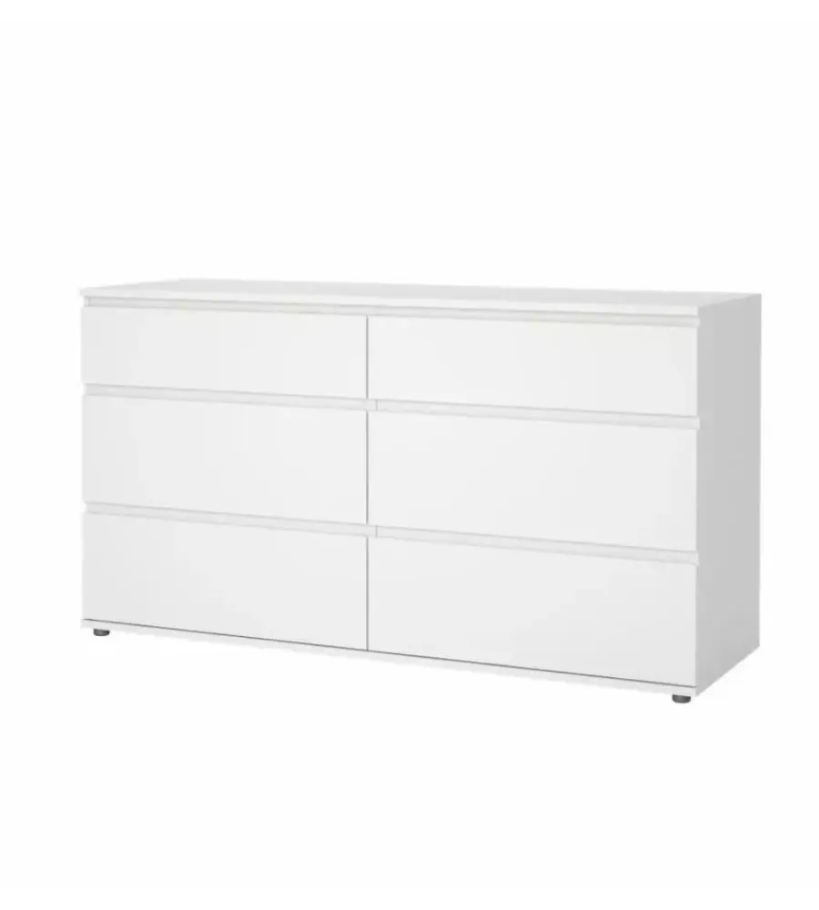 Cassettiere- Cassettiera doppia "nova" con 6 cassetti colore bianco, 153,4x50x83,7 cm