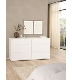 Cassettiere- Cassettiera doppia "nova" con 6 cassetti colore bianco, 153,4x50x83,7 cm