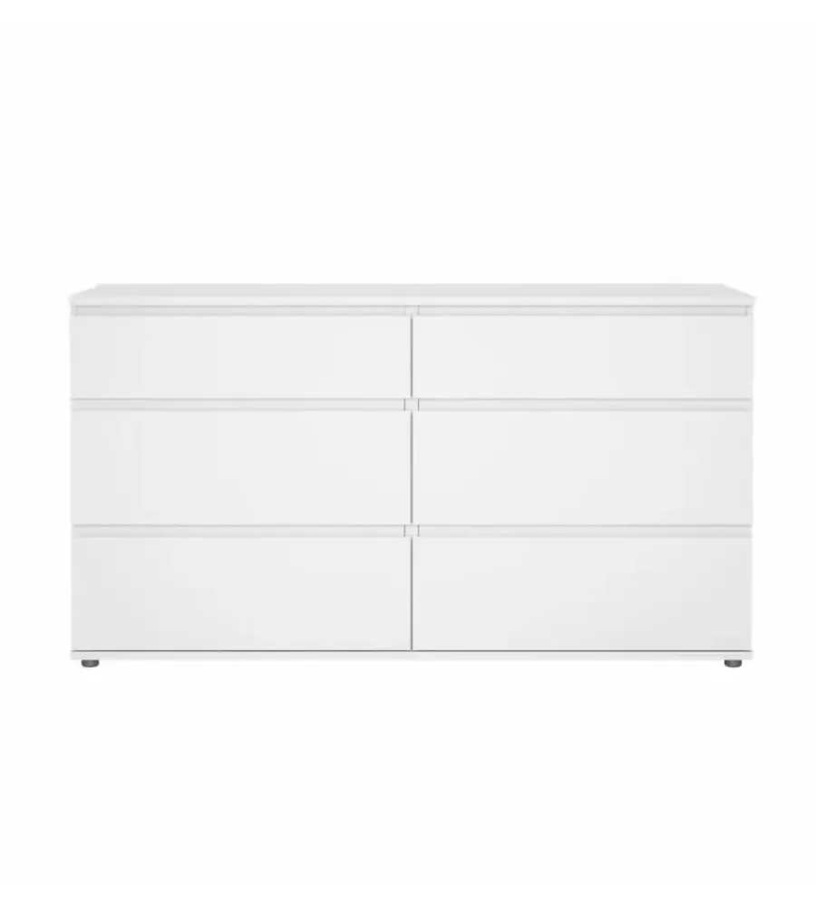 Cassettiere- Cassettiera doppia "nova" con 6 cassetti colore bianco, 153,4x50x83,7 cm