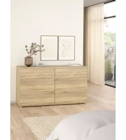 Cassettiere- Cassettiera doppia "nova" con 6 cassetti colore rovere, 153,4x50x83,7 cm
