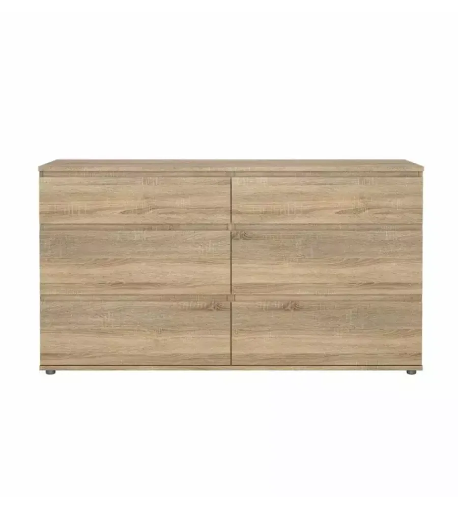 Cassettiere- Cassettiera doppia "nova" con 6 cassetti colore rovere, 153,4x50x83,7 cm