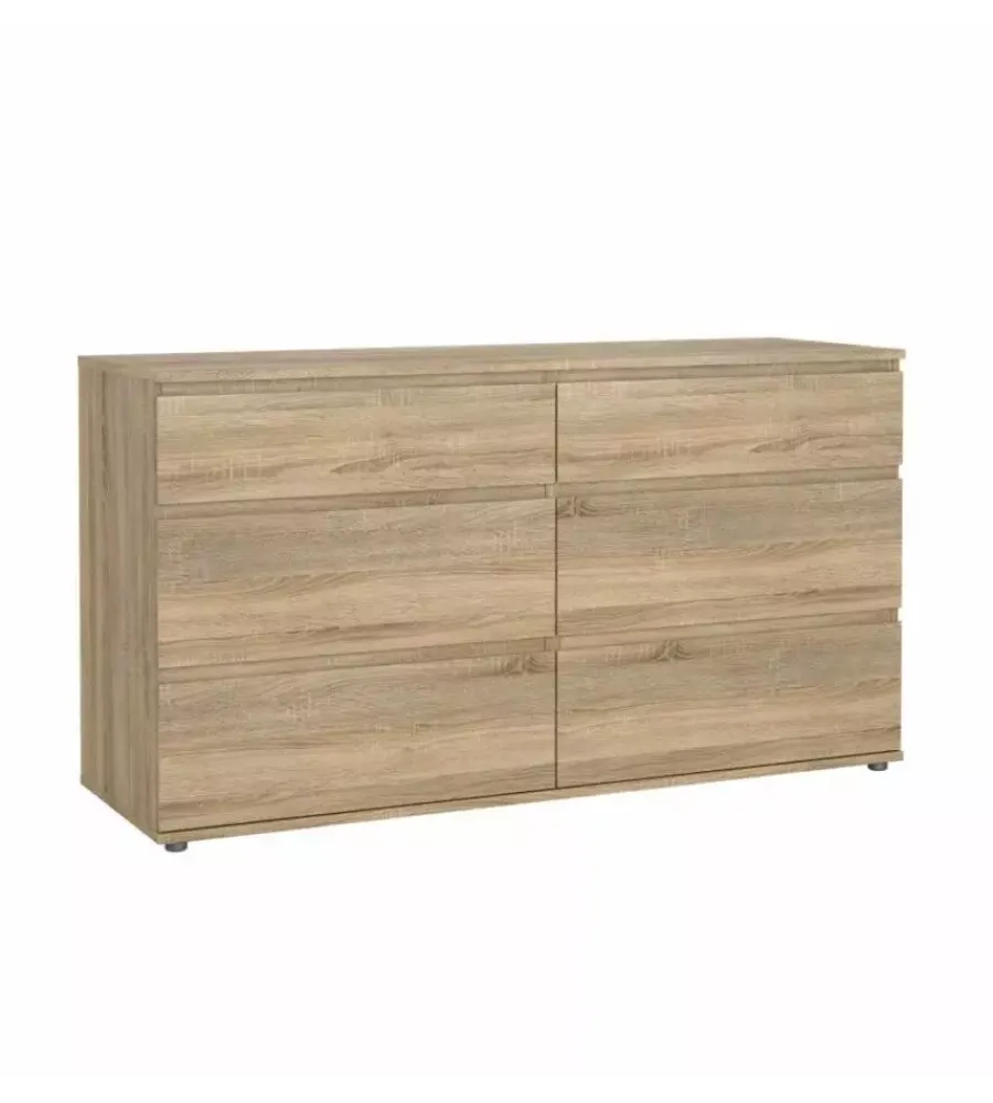 Cassettiere- Cassettiera doppia "nova" con 6 cassetti colore rovere, 153,4x50x83,7 cm