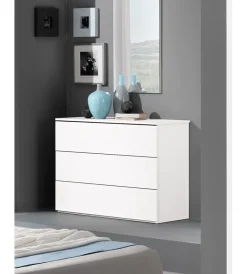 Cassettiere- Cassettiera "giotto" 3 cassetti bianco graffiato, 105x45x75 cm