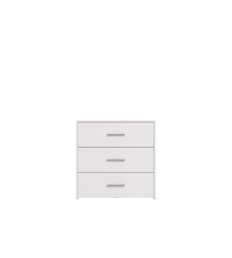 Cassettiere-BellaHome Cassettiera "girona" 3 cassetti bianca opaca, 80,5x33x80,5 cm