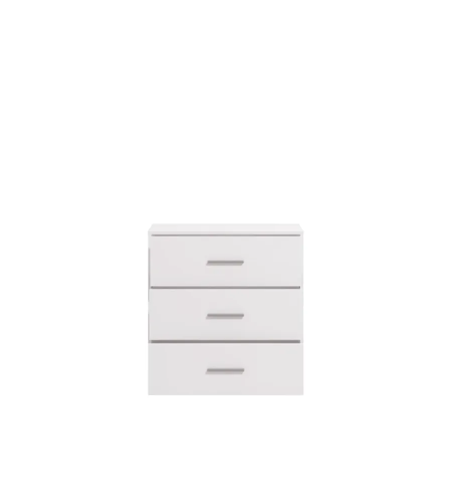 Cassettiere-BellaHome Cassettiera "girona" 3 cassetti bianca opaca, 80,5x33x80,5 cm