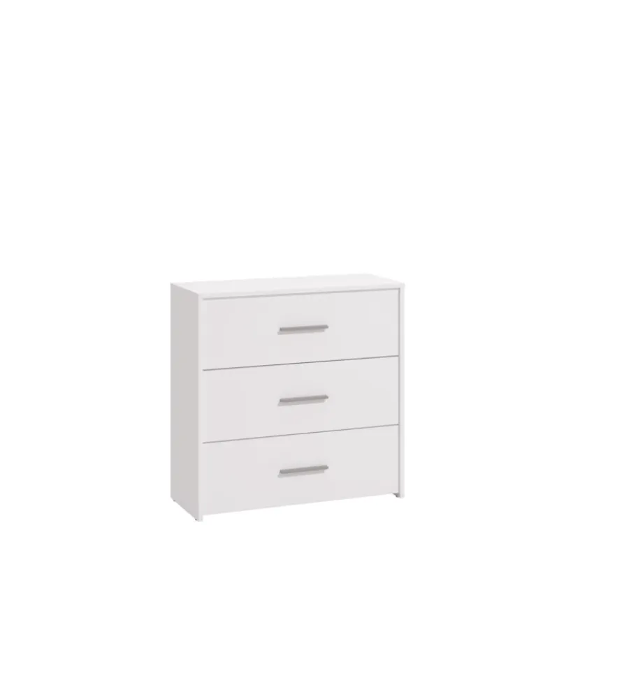 Cassettiere-BellaHome Cassettiera "girona" 3 cassetti bianca opaca, 80,5x33x80,5 cm