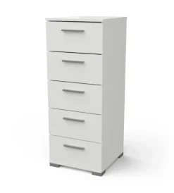 Cassettiere- Cassettiera "izzy" 5 cassetti quercia e bianco opaco, 39,8x41,9x101,8 cm