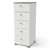 Cassettiere|Cassettiera "izzy" 5 cassetti bianco opaco e quercia, 39,8x41,9x104,3 cm