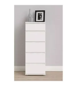 Cassettiere|Cassettiera "nova" con 5 cassetti bianco, 40x106x40 cm