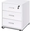 Scrivanie E Cassettiere-Sarmog Cassettiera per scrivania 3 cassetti bianco fiammato, 50x41x70 cm
