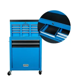 Easy System Officina E Garage|Cassettiera porta attrezzi in metallo con ruote e cassettiera movibile 61,6x33x108,2 cm