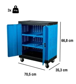 Easy System Officina E Garage|Cassettiera porta attrezzi 3 ripiani con ruote e maniglia 65x38x72 cm