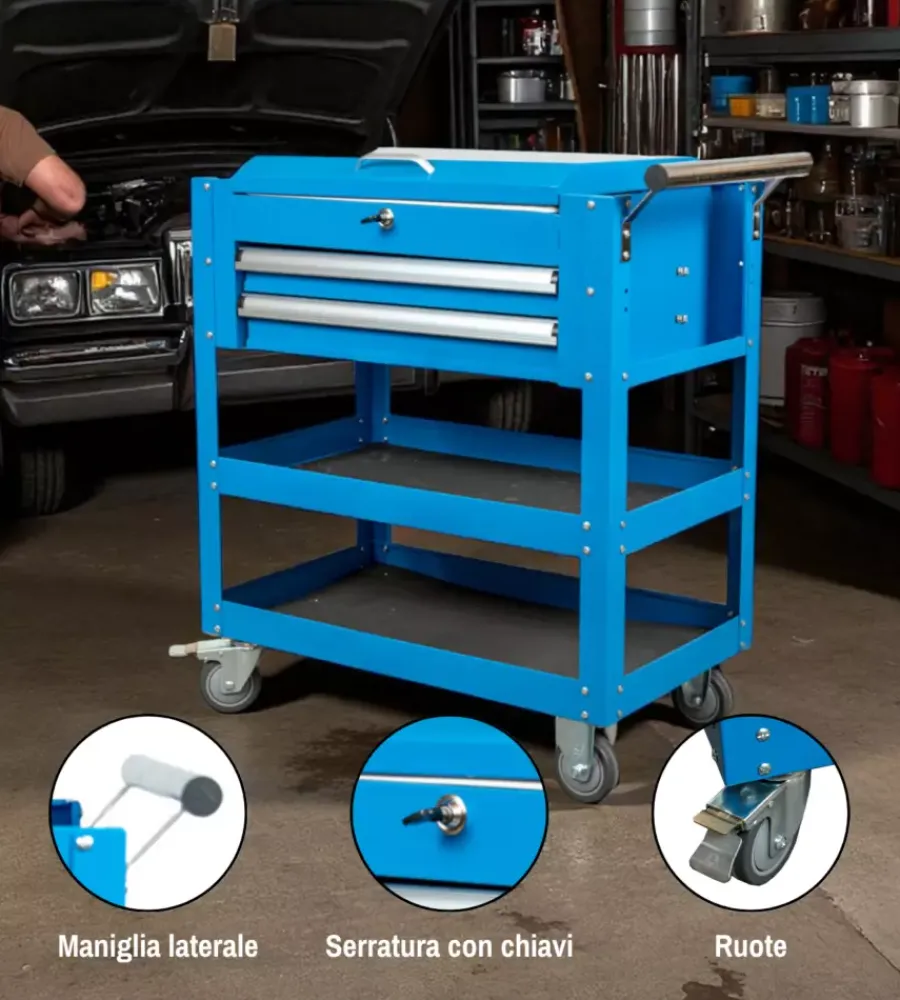 Officina E Garage-Easy System Cassettiera porta attrezzi con ruote 76x44x76 cm