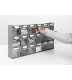 Officina E Garage|Cassettiera porta minuteria fami "visual box" 5 cassetti in plastica antracite 60x14x16,8 cm