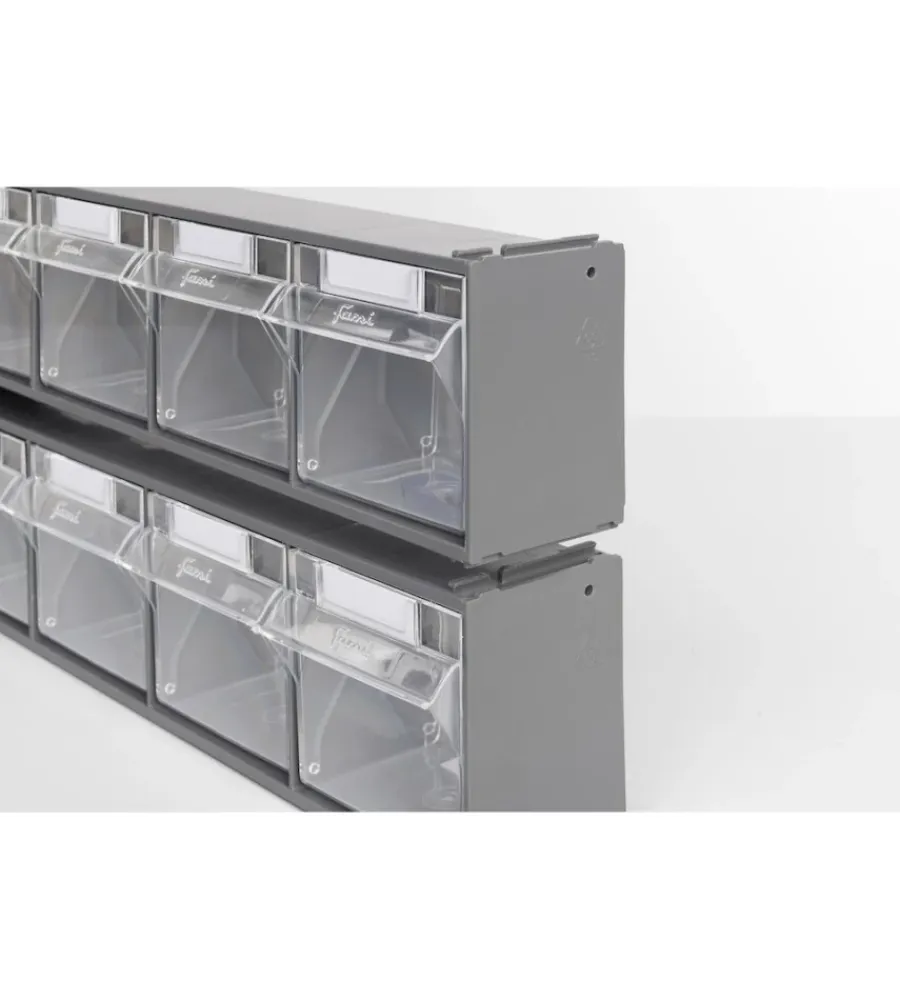 Officina E Garage|Cassettiera porta minuteria fami "visual box" 5 cassetti in plastica antracite 60x14x16,8 cm