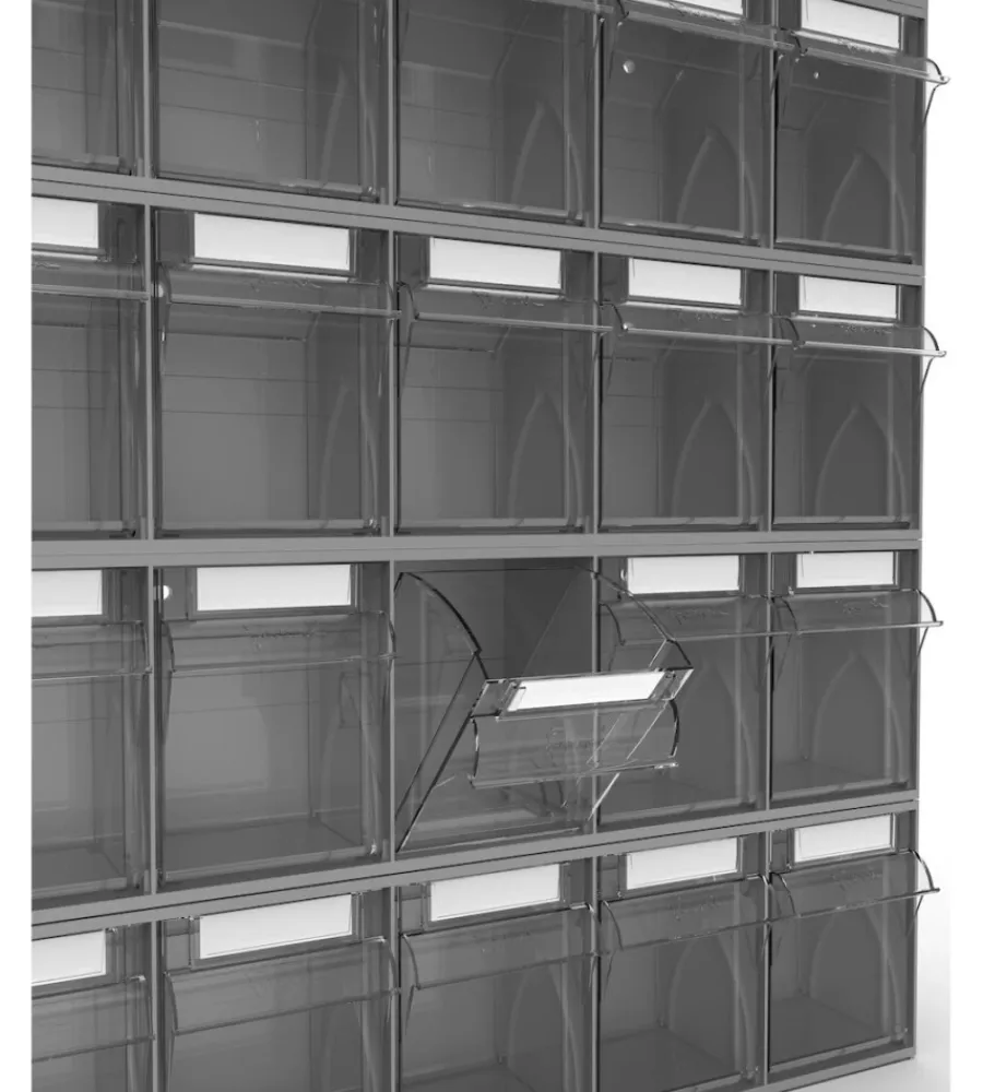 Officina E Garage|Cassettiera porta minuteria fami "visual box" 5 cassetti in plastica antracite 60x14x16,8 cm