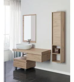 Mobili Bagno|Cassettiera su ruote "shelf" 1 cassetto rovere, 58x48x29,5 cm