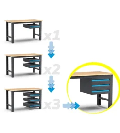 Officina E Garage|Cassetto a estrazione totale fami "linea 391" per banco da lavoro in lamiera antracite 51x61,1x14,2 cm