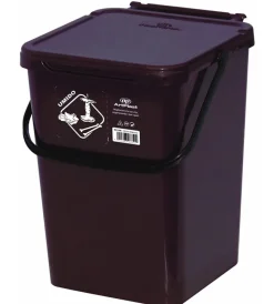 Ordine E Sistemazione-ART PLAST Cassonetto in plastica marrone con coperchio per raccolta differenziata, 10 lt