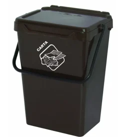 ART PLAST Raccolta Differenziata|Cassonetto in plastica marrone con coperchio per raccolta differenziata, 35 lt