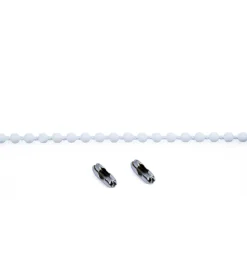 Sistemi Di Fissaggio|Catena a pallini bianca 5 mt. + 2 chiusure a bastoncino