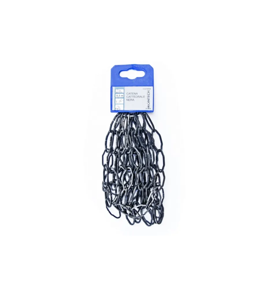 Sistemi Di Fissaggio|Catena cattedrale pretagliata ø 2 mm. in acciaio nero 2,5 mt.