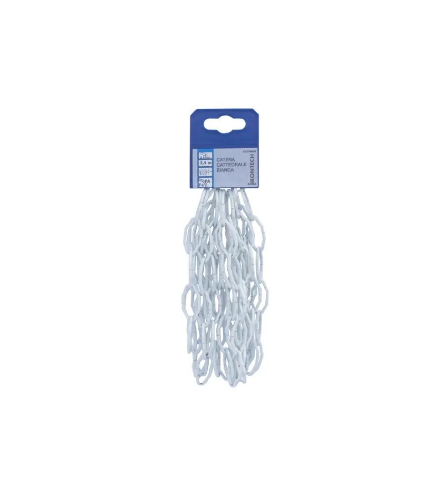 Sistemi Di Fissaggio|Catena cattedrale pretagliata ø 2 mm. in acciaio bianco 2,5 mt.
